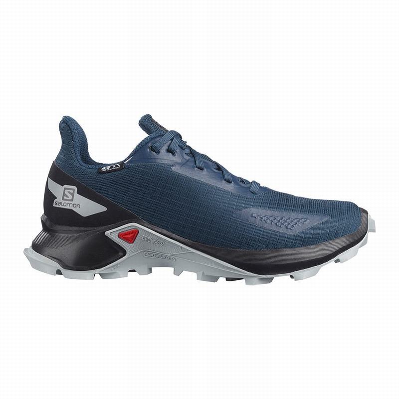 SALOMON ALPHACROSS BLAST CLIMASALOMON™ WATERPROOF Philippines - Kids' Trail Running Shoes - Navy/Bla